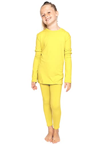 Image of STRETCH IS COMFORT Girls 2 Piece Hoodie Short Sleeve Long Sleeve Crew Neck Top and Leggings Set Kids Thermals Underwear Set