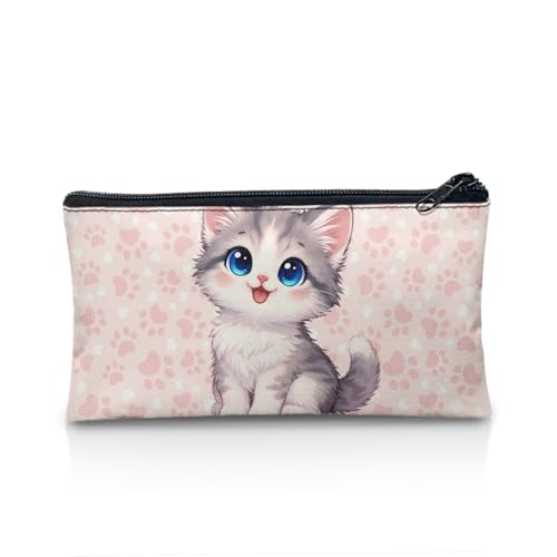 Image of Cat Pencil Case Pink Paw Print Pencil Box for Preschool Toddlers Girls Roomy Pen Holder for Stationery Storage Ideal for School Classroom