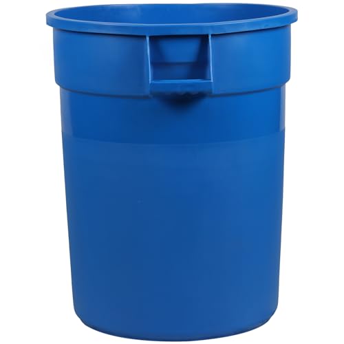 Caneca de basura redonda de plástico azul 32 galones miniatura 3