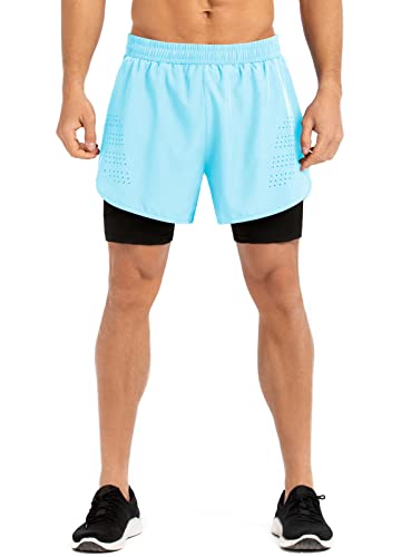 Gesean Men's Shorts Light Blue Medium #TOP1