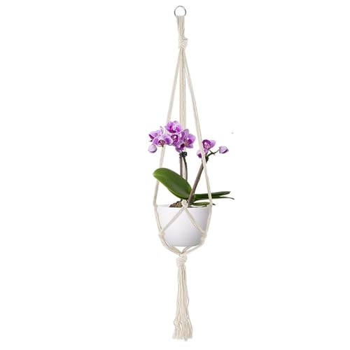 Porta Vaso in Canapa 55 cm Vasi Sospesi per Piante Supporto per Piante da Appendere con Anello Canapa Porta per Piante Casa e Giardino Accessorio Decorativo Interno Esterno(Vaso da fiori non incluso）