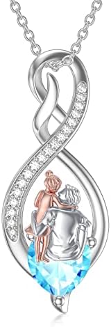 Daughter Necklace from Dad Mum Sterling Silver Father Daughter Gifts, Infinity Heart Pendant Birthstone Necklace to Daughter