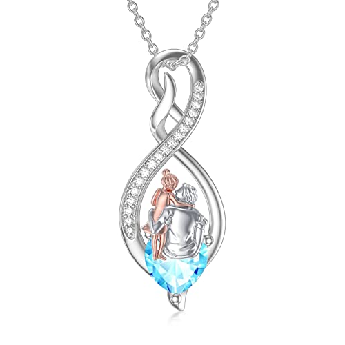 enjoylifecreative Father Daughter Birthstone Necklace 925 Sterling Silver Infinity Heart Pendant Necklace Birthday Christmas Jewellery Gifts for Daughter from Dad