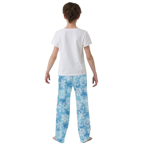 Winter Snowflake Boys Long Pants Soft Trousers Elastic Waist Kids Lounge Bottoms with Pockets S-XL3