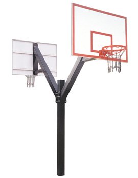 Legend Dynasty Dual Steel-Fiberglass Double Sided In Ground Fixed Height Basketball System Sienna Orange