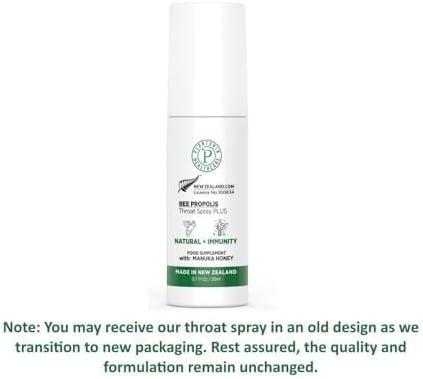 Miniatura 5 de Spray de garganta de propóleo de abeja para rasguños y dolor de garganta con gotas de manuka (MGO 260), sin alcohol, 0.7 onzas líquidas, 83