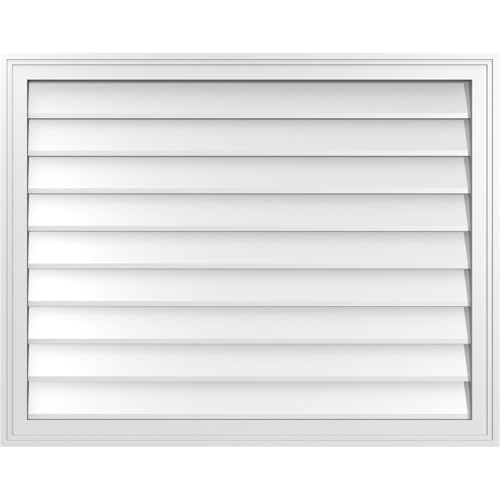 38"W x 30"H Rectangle Surface Mount PVC Gable Vent: Non-Functional, w/ 1-1/2" x 2" Brickmould Frame