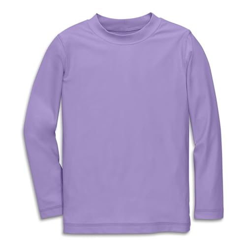 Primary Kids Long Sleeve Rash Guard, Swim Shirt, UPF 50+, Made with Recycled Materials, Stretchy Fabric (Iris, Size 8-9)
