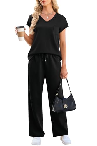 WIHOLL 2 Piece Sets for Women Resort Wear Travel Vacation Outfits Summer Cap Sleeve Lounge Sets - Image 3