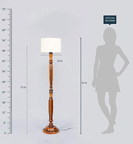 Image of tu casa Mango Wooden Floor Lamps (Off -White)