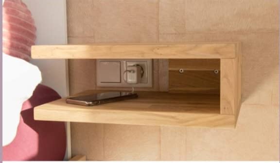 IThree Solid Wood Floating nightstand with Shelf, mid Century Bedside Table, mid Century Modern End Table nightstand for Bedroom-image-23