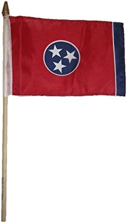 AES Wholesale Lot of 3 6x9 6"x9" State of Tennessee Stick Flag Wood Staff image 2
