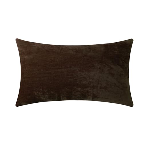 Jeneoo Coffee Brown Decorative Throw Pillow Covers Soft Chenille Comfy Long Lumbar Solid Couch Cushion Cases Decor (Set of 1, 14 x 36 Inches)