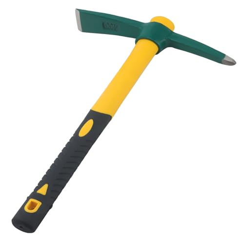 LEXININ 14oz/400g Pick Mattock Hoe, 15 Inch Mattock Tool, Gardening Mini Pick Pickaxe for Mining, Camping, Yellow