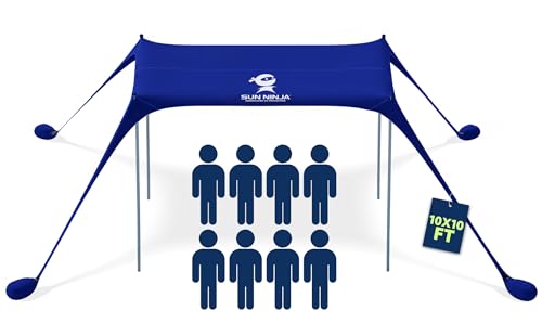 SUN NINJA Beach Tent Sun Shelter UPF50+ - Easy Pop...