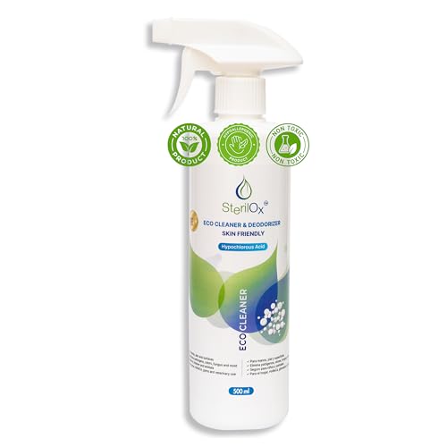 SterilOx Eco Cleaner & Deodorizer Universal 500 ml – Limpiador y desodorizante ecológico con ácido hipocloroso – Sin alcohol, suave para la piel, seguro para niños y mascotas – Para hogar y HoReCa