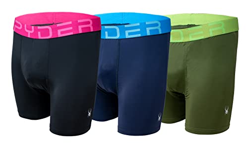 Spyder Mens Boxer Briefs Performance Sports Compression Shorts Athletic Mens Underwear - Mens Boxers Brief - 3 Pack for Men