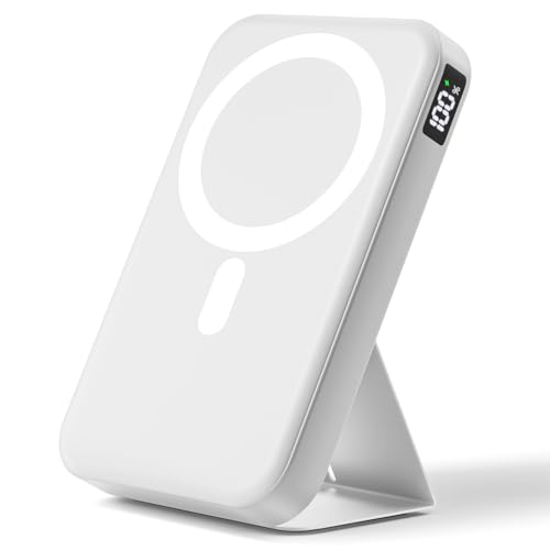 Gxorul Magnetic Power Bank, 10000mAh Portable Charger with Leather Foldable
