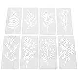 Cabilock 8 pezzi Stencil Riutilizzabili per Pittura Floreale e Foglie Modelli in Pet Lavabili per Artigianato Creativo su Legno Tela Decoraz …