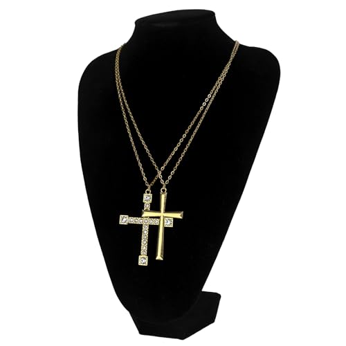 FVCENT Gold Cross Necklace Men's and Women's Jewelry Alloy Chain Pendant Party Clothing Accessories Role Playing Dress Up (Golden)4