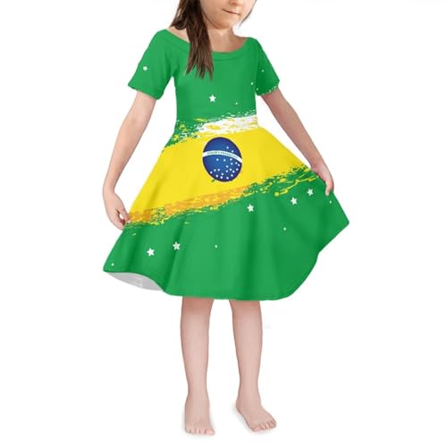 Girl's Short Sleeve Fashion Print A-Line Casual Dress for School Party Holiday 4-14 Years