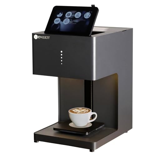 Macchina per caffè e latte, stampante 3D per latte art, connessione WIFI, touch screen, caricamento selfie foto digitale WiFi, creatore di decorazioni fai da te, torte e dessert,Black