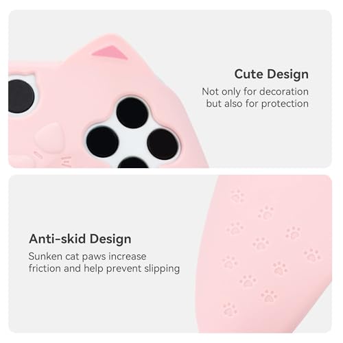 Image of GeekShare Cat Paw Controller Skin Grips Set Anti-Slip Silicone Protective Cover Skin Case Compatible with Xbox Series X Controller with 2 Thumb Grip Caps and 1 Sticker (Pink)