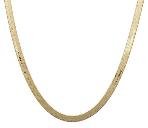 Floreo 10k Yellow Gold 3mm Super Flexible Silky Herringbone Chain Necklace for Women and Girls, 16 Inch