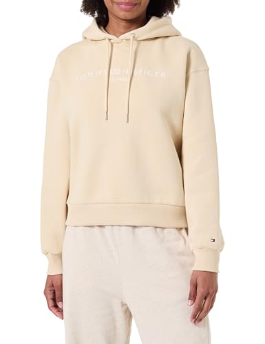 Tommy Hilfiger Corp Logo Mdrn Hoodie Ww0ww47832 Sudadera con Capucha, Beige (Country Ivory), S para Mujer