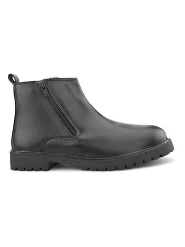 Image of STANPHORD mens Chelsea Boot STANPHORD Men's Brown PU High-Top Chelsea Boots | Round Toe Slip-On Ankle-Length Shoes | Stylish Formal & Casual Office Wear Boots | Comfortable Durable Everyday Footwear TPZN 2201 BROWN-10