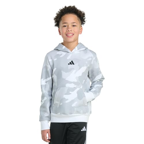 adidas Boys' Long Sleeve Halftone Camo Printed Fleece Pullover Hoodie
