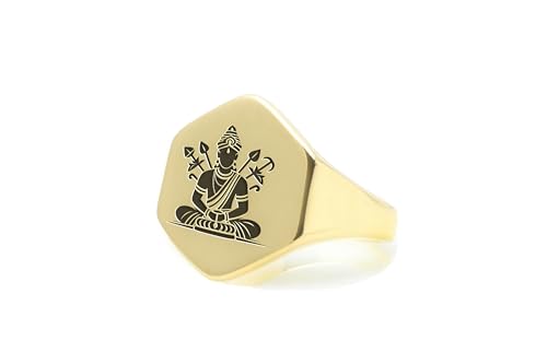 Bague Signet Lord Shiva Or 14k : chevalière indienne unisexe