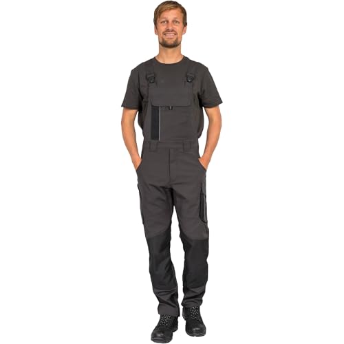 Leibwächter Dynamic Line Arbeitslatzhose Herren, Stretch Latzhose mit Reflexpaspeln und Knieverstärkung, Arbeitshose mit Taschen für Baustelle, Werkstatt und Montage – Bild 3