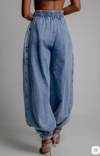 yoeasy Womens Zipper Jeans High Waisted Loose Harem Trousers Baggy Wide Leg Vintage Balloon Casual Denim Pants3