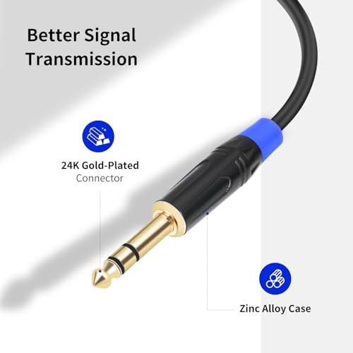 Cable estéreo TRS 3.5mm a 6.35mm, 2 piezas, 6.6 pies miniatura 5