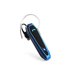 Bluetooth Headset, Wireless Earpiece with Microphone, Hands-Free Bluetooth Single Ear Headphone for iPhone, Android, Tablets, Trucker, Driver, Office, Blue