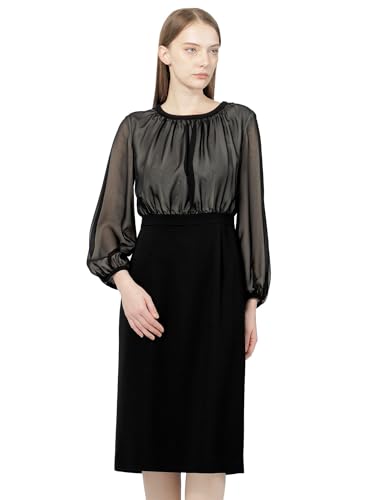 [エポカ] コンパクトダブルクロス シフォンコンビドレス M5J12415__ 40 黒(09)