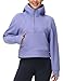 THE GYM PEOPLE Womens' Hoodies Half Zip Long Sleeve Fleece Crop Pullover Sweatshirts with Pockets Thumb Hole Lavender Purple