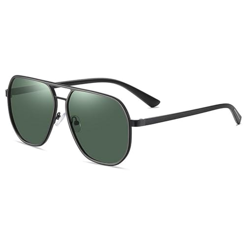 Lunettes de soleil rétro en métal vert foncé au design élégant