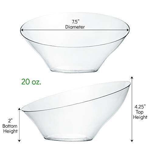Plasticpro Disposable Angled Plastic Bowls Round Medium Serving Bowl, Elegant For Party's, Snack, Or Salad Bowl, Clear Pack Of 4 #TOP1