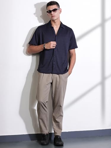 Image of Thomas Scott Men Polyester Blend Solid Oversized Fit Shirt