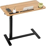 サイドテーブル昇降式 ガス圧昇降ベッドテーブル PCテーブル
