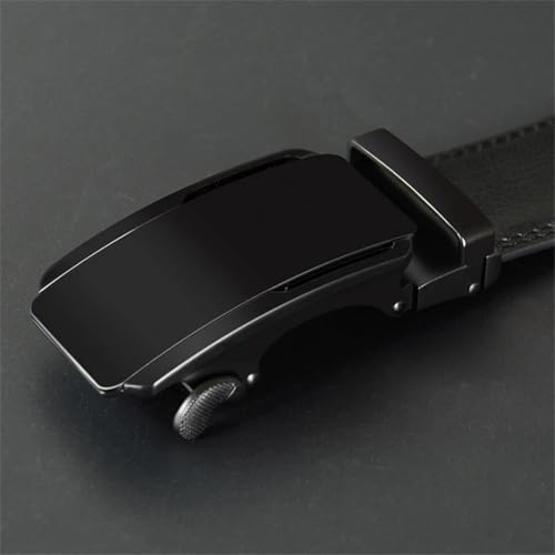 Men's Genuine Leather Automatic Ratchet Buckle Belt Adult, Double-Sided Leather Dress Belt Cz091 Black 115cm4