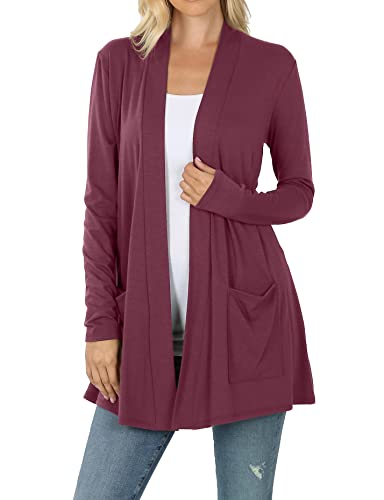 Image of Women's Open Front Cardigan Long Sleeve with Pockets Casual Outwear