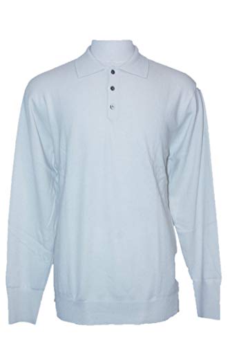 Shephe Men's Polo Cashmere Sweater with 3-Button Off White Medium