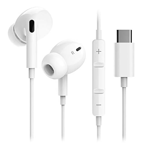 Auriculares USB Tipo C, In-Ear Sonido Estéreo Auriculares con Función de Reducción de Ruido de HiFi, Micrófono de Soporte y Control de Volumen, Compatible con Huawei, Samsung, Oneplus,HTC,iPad Pro