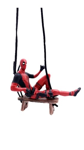Figura de Deadpool sobre banco tendido OK, colgante para coche o decoración, correa incluida