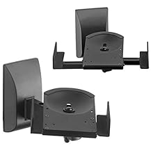 COMPATIBILITY: Dual sound bookshelf satellite speaker mount brackets built to be mounted on stud, concrete or brick/stone walls. Max. Capacity: 30kg. VERSATILITY: Adjustable Tilt up and down 7.5 degrees, Swivel left and right 45 degrees, width of spe...