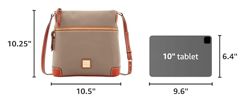 Image of Dooney & Bourke Women's Crossbody in Pebble Grain Leather, Large Handbag with Adjustable Shoulder Strap, Taupe