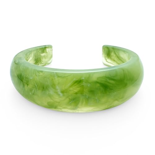 WOWORAMA Acrylic Resin Cuff Bracelet for Women Colorful Acrylic Dome Open Bangles Beige Tortoise Brown Chunky Mottled Acetate Resin Bracelets Jewelry